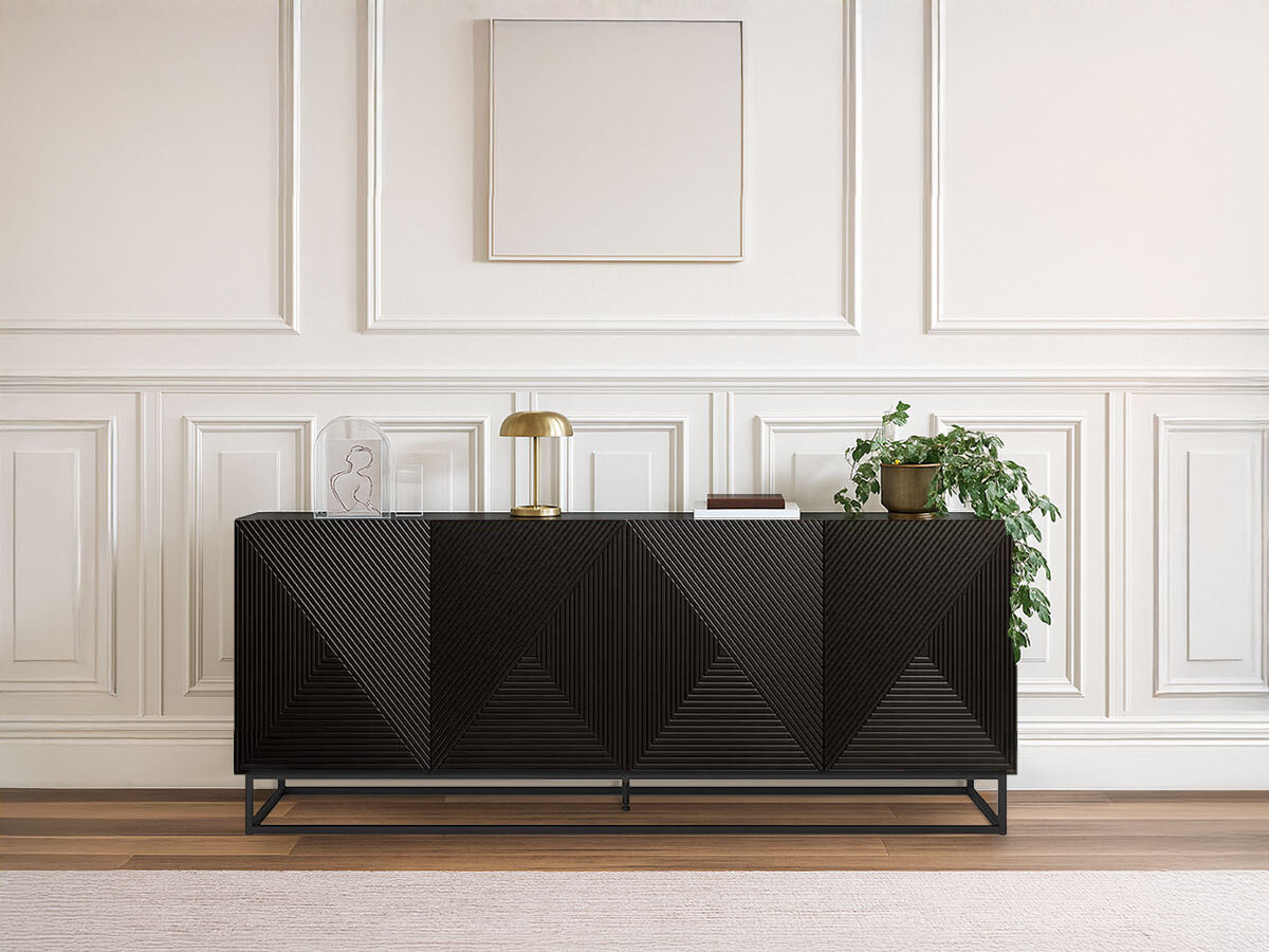 Buffet 4 portes 200 cm ALICE pieds en métal noir