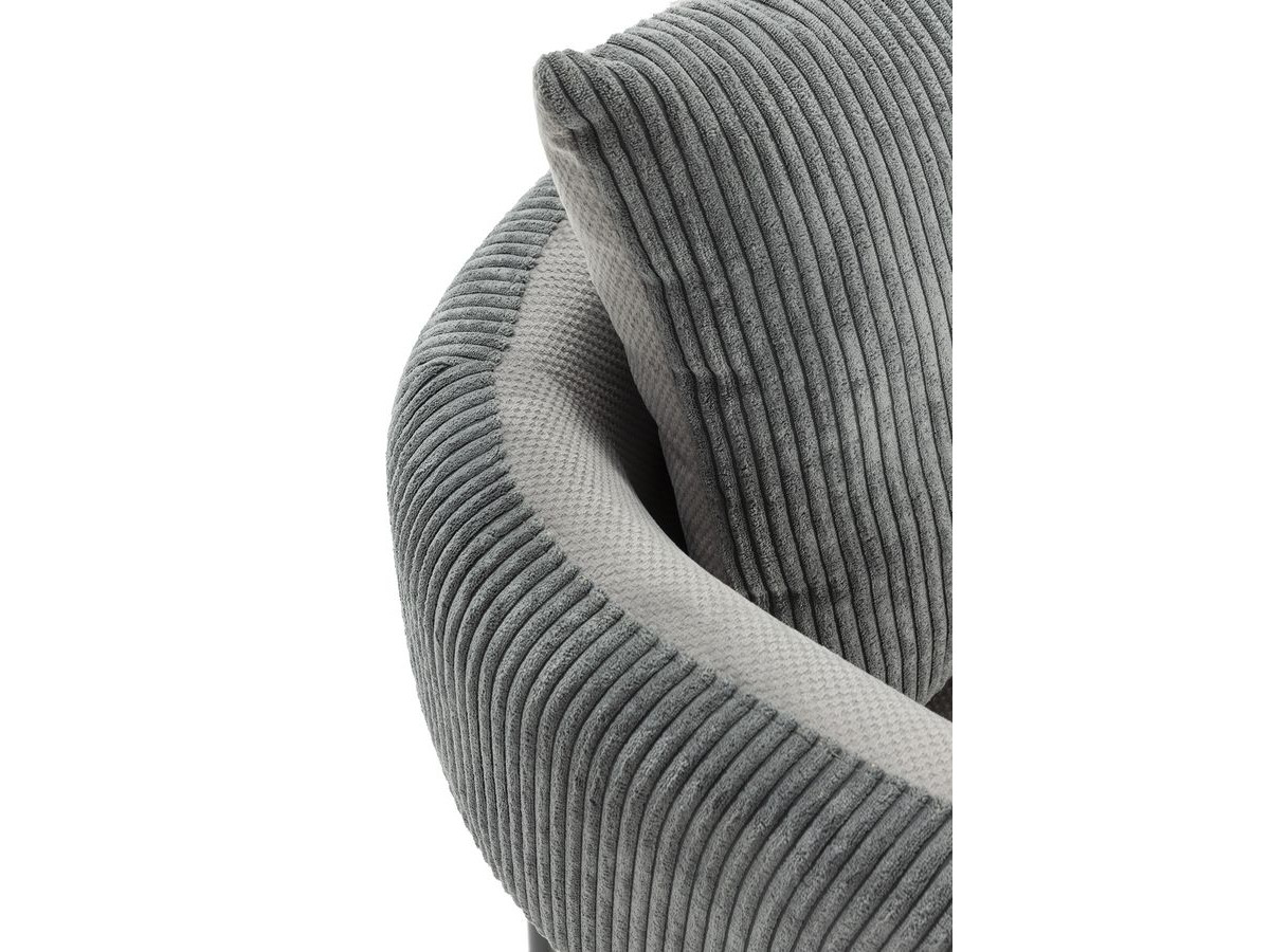 MARIN set met 220 cm eikenhouten eettafel + 6 GABIN corduroy fauteuils