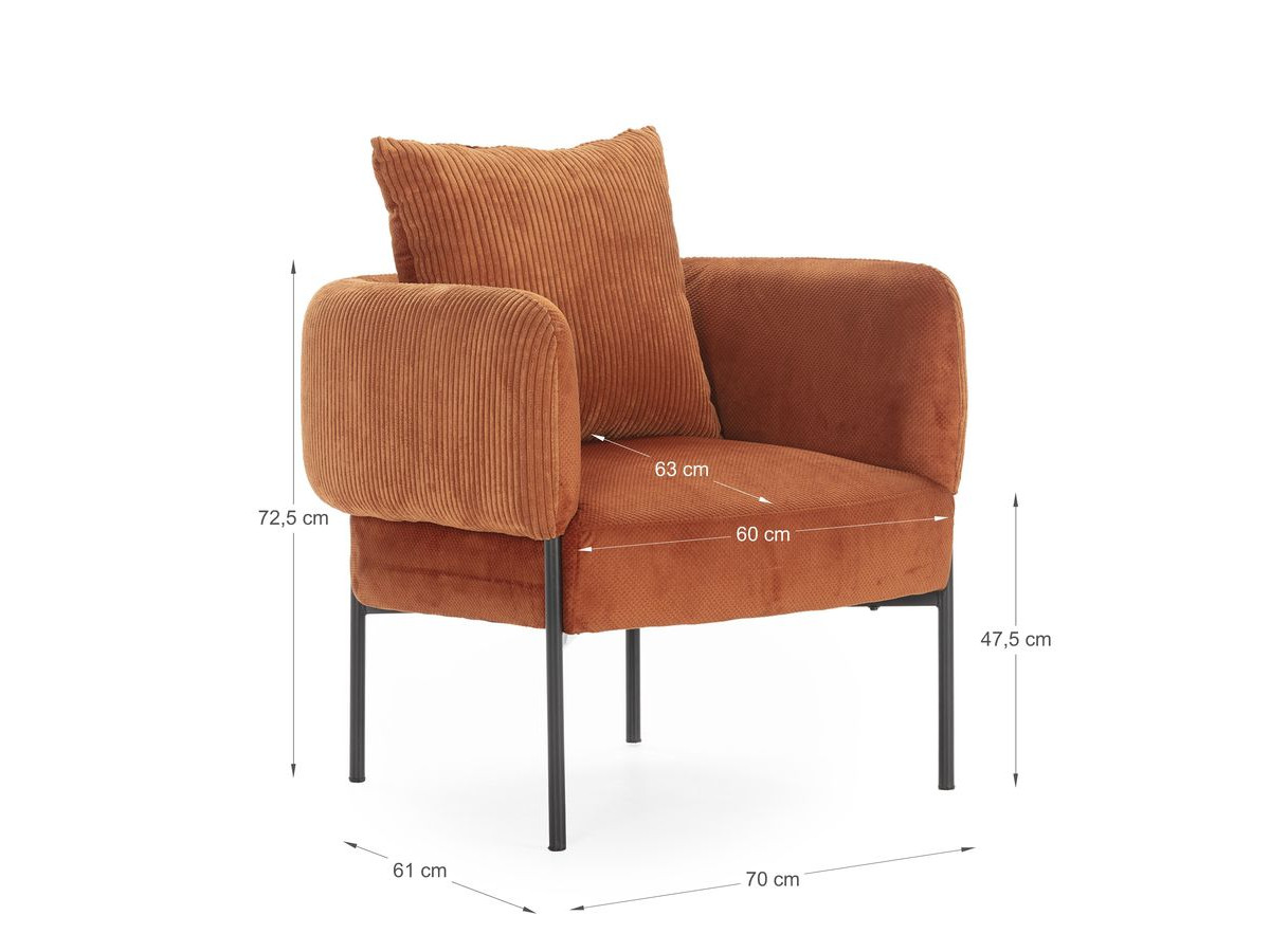 MARIN set met 220 cm eikenhouten eettafel + 6 GABIN corduroy fauteuils