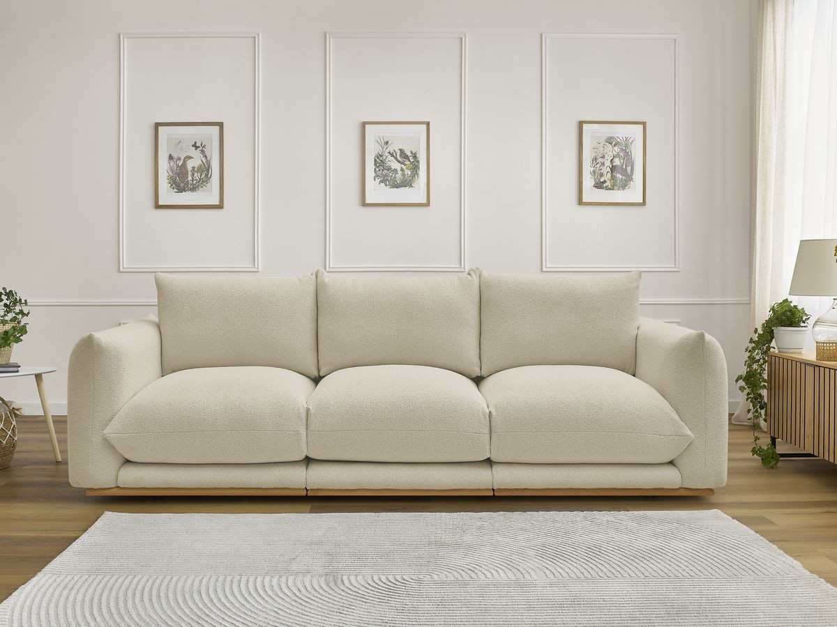 Canapé droit 3 places ERNEST bouclette beige — vue 5