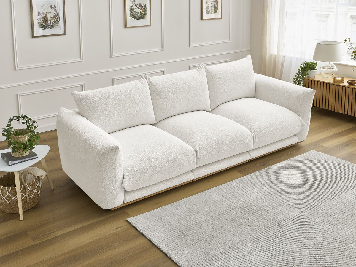 Canapé droit 3 places ERNEST bouclette blanc — vue 6