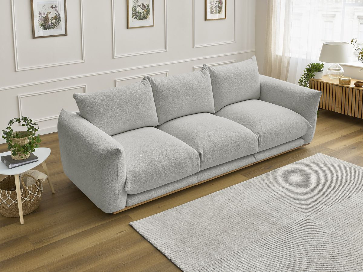 Canapé droit 3 places ERNEST bouclette gris clair — vue 6