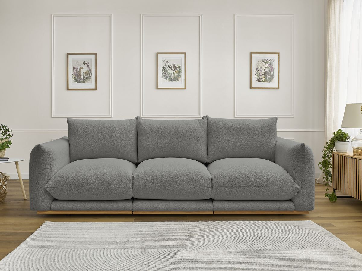 Canapé droit 3 places ERNEST bouclette gris foncé — vue 5