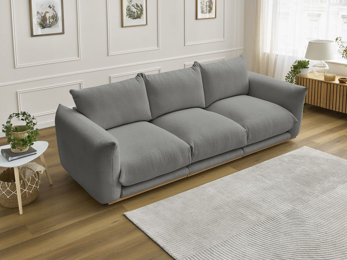 Canapé droit 3 places ERNEST bouclette gris foncé — vue 6