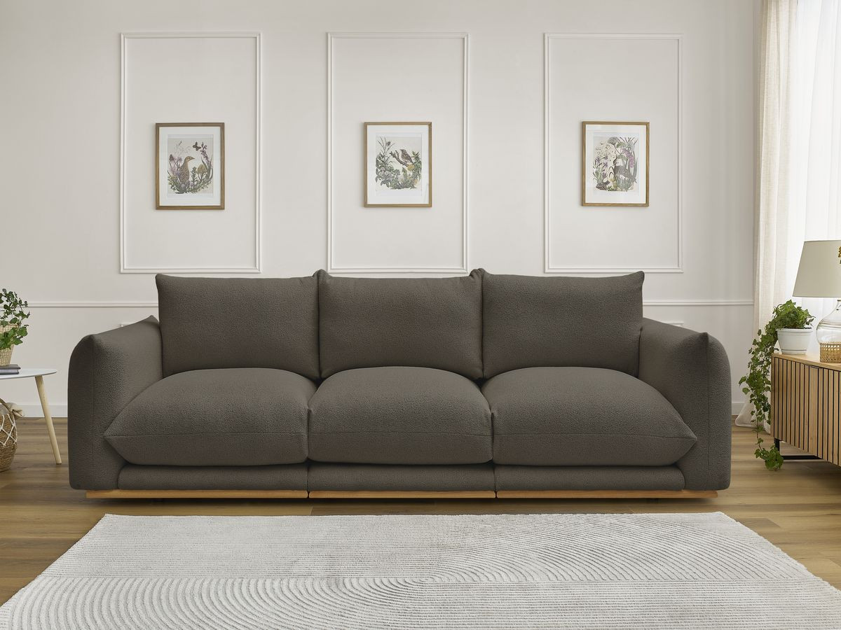 Canapé droit 3 places ERNEST bouclette marron — vue 5