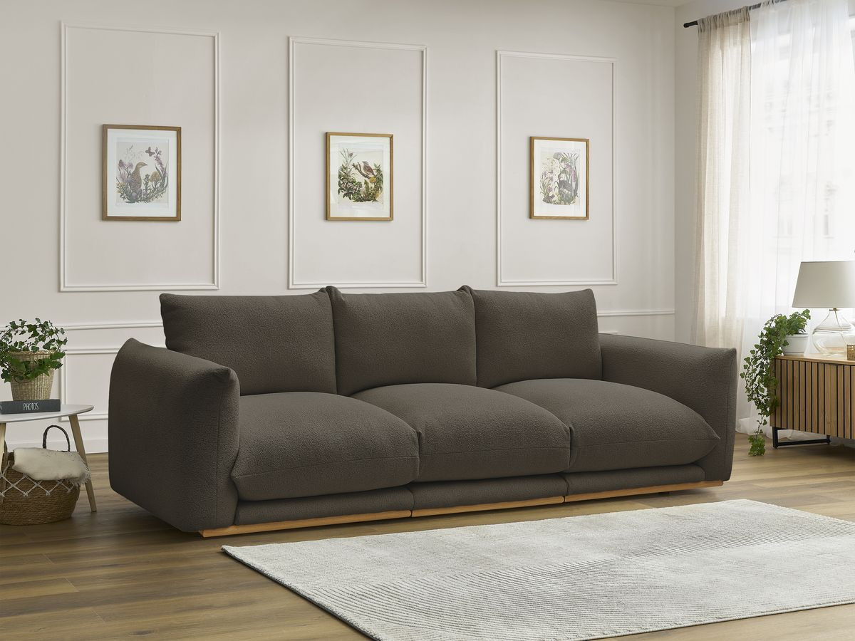 Canapé droit 3 places ERNEST bouclette marron