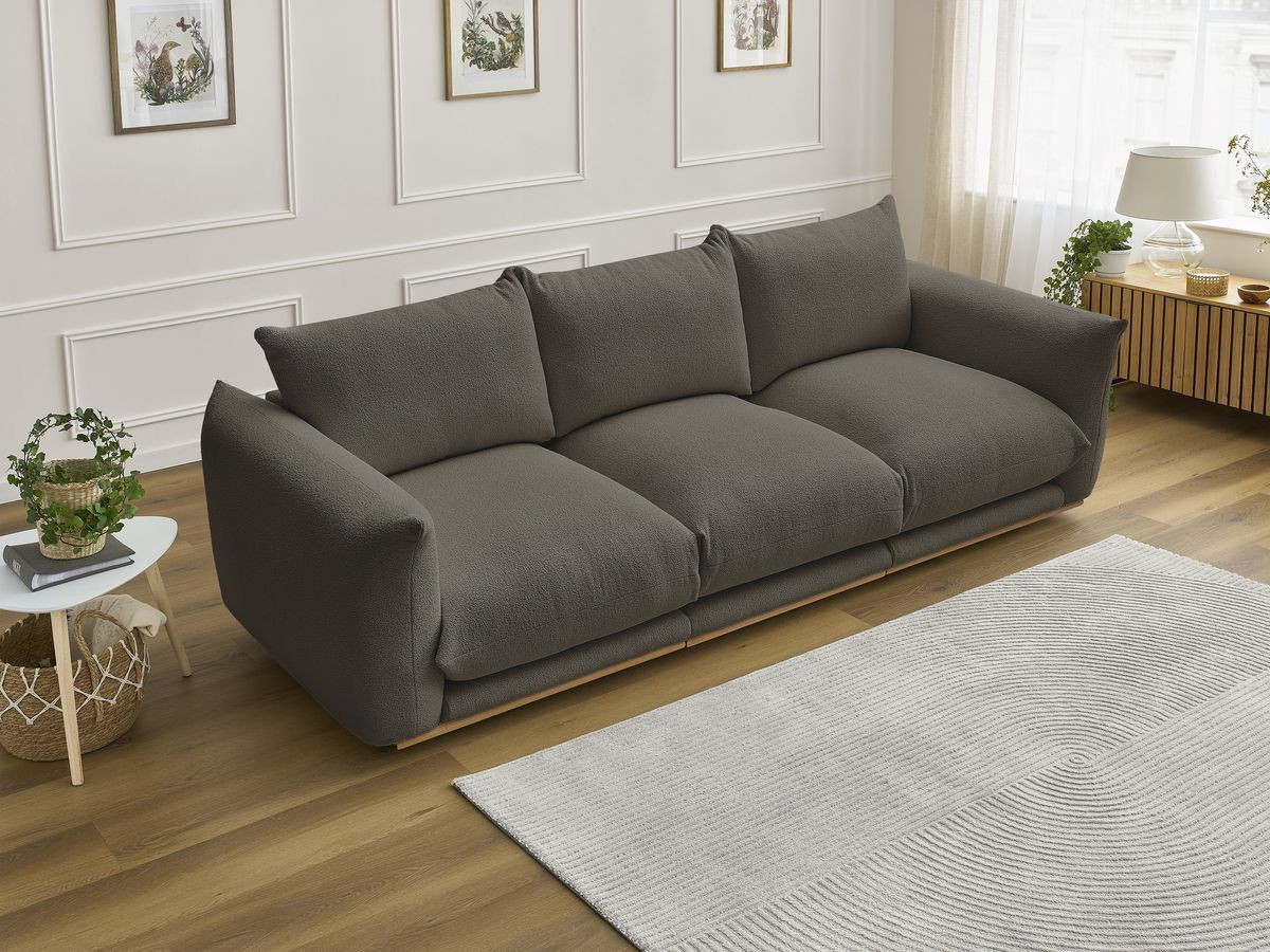 Canapé droit 3 places ERNEST bouclette marron — vue 6