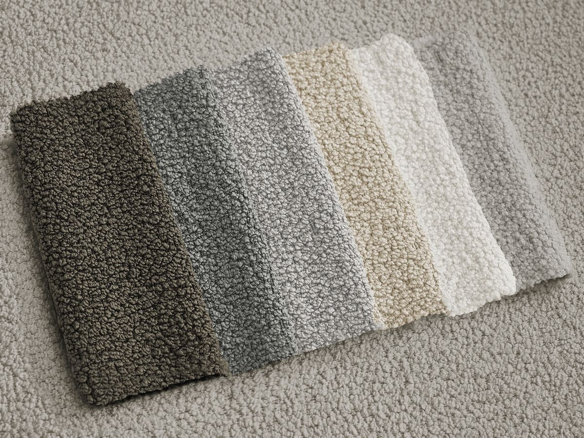 Canapé droit 3 places ERNEST bouclette avec pouf taupe — vue 4