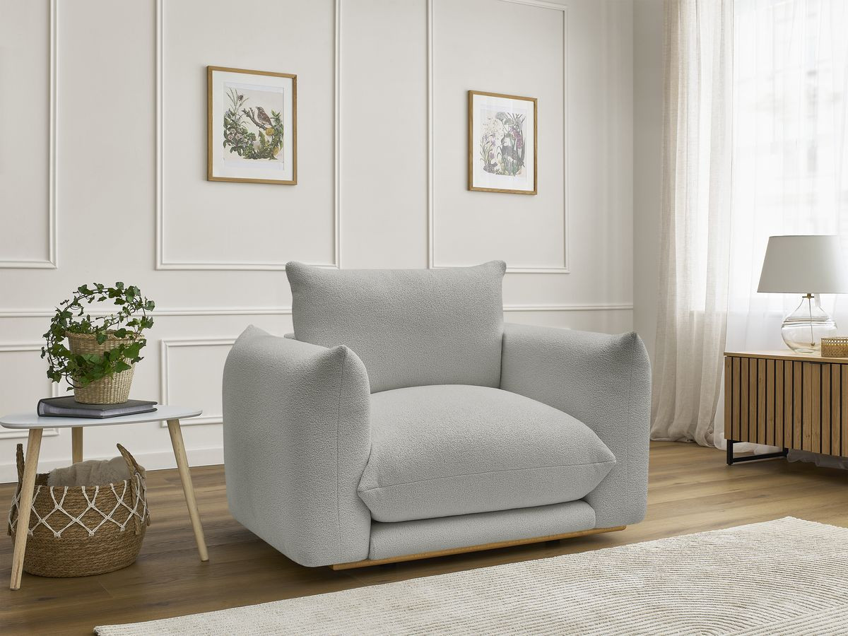 Fauteuil ERNEST bouclette gris clair