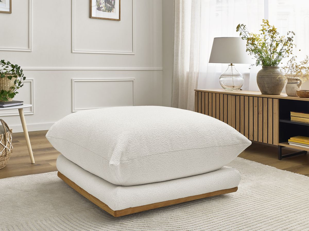 Pouf ERNEST bouclette blanc