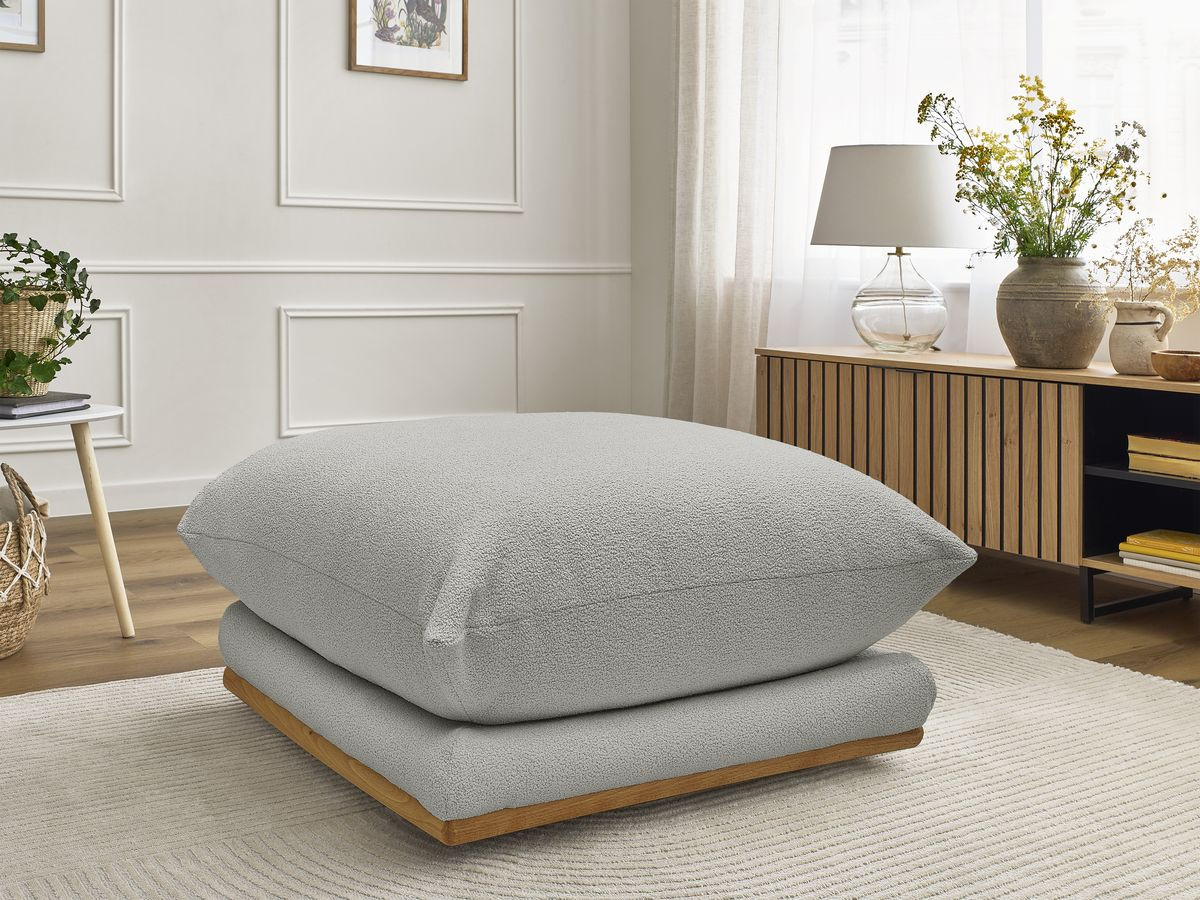 Pouf ERNEST bouclette gris clair