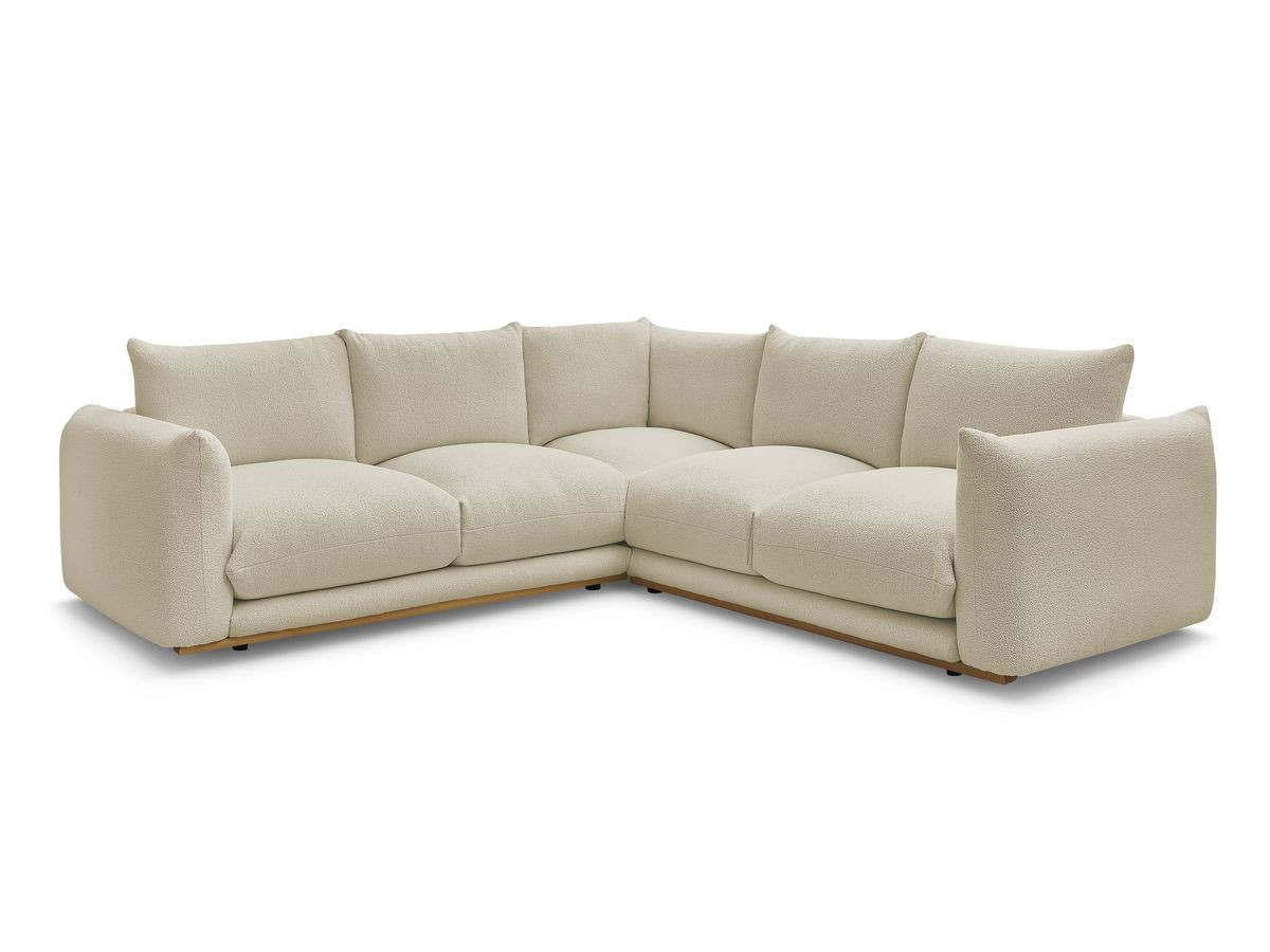 canapé d'angle fixe ernest tissu bouclette de couleur beige