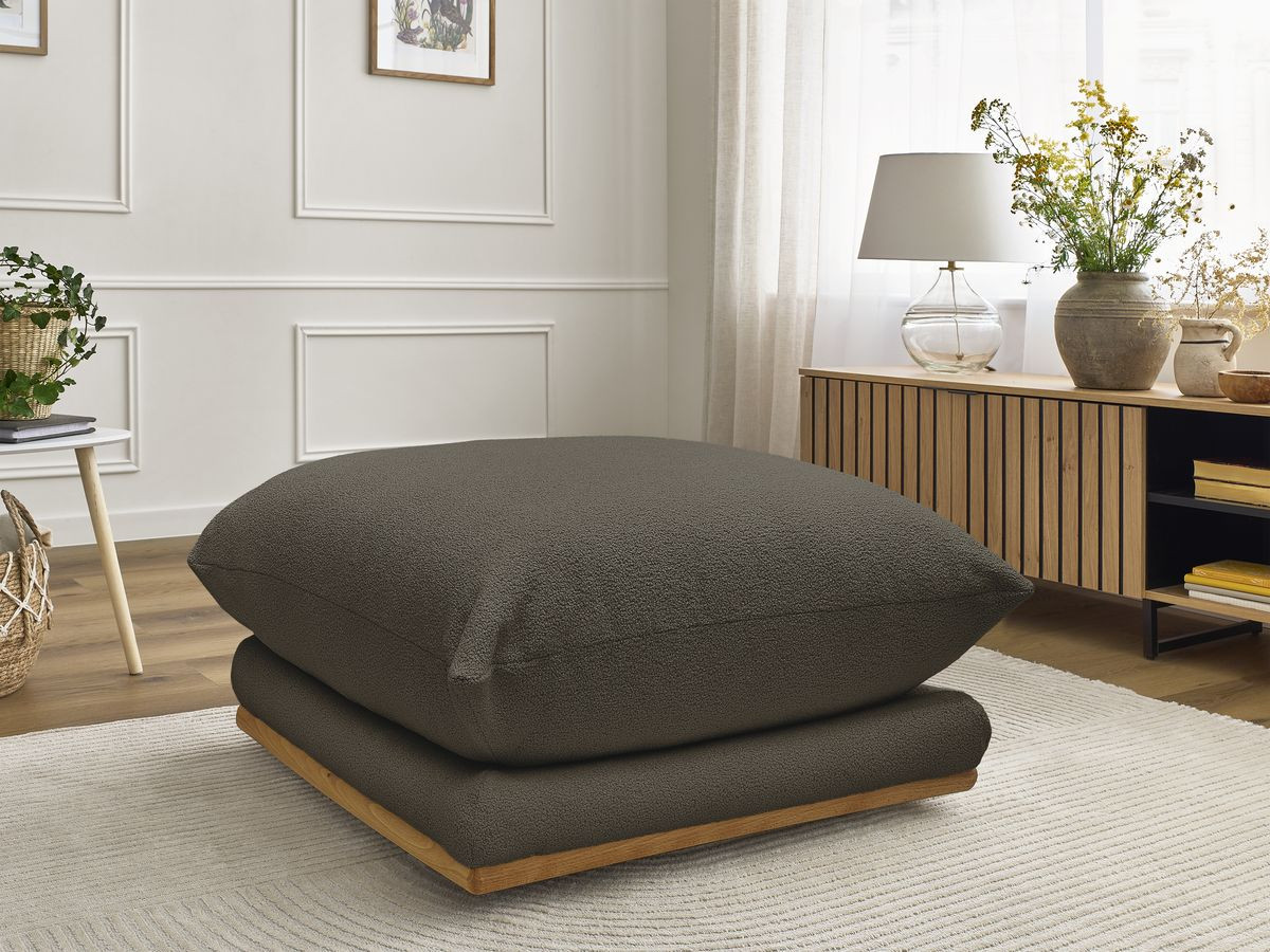 Pouf ERNEST bouclette marron