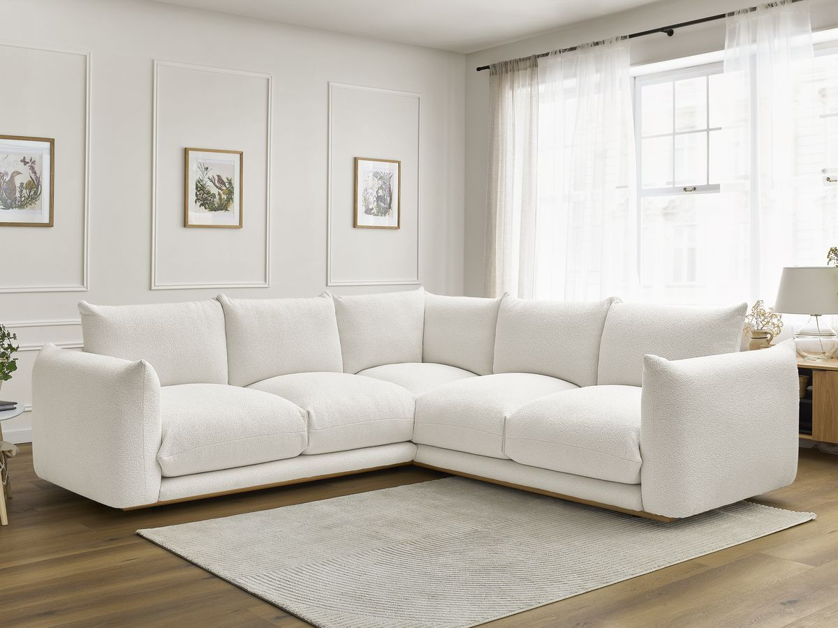 Canapé d'angle ERNEST bouclette blanc