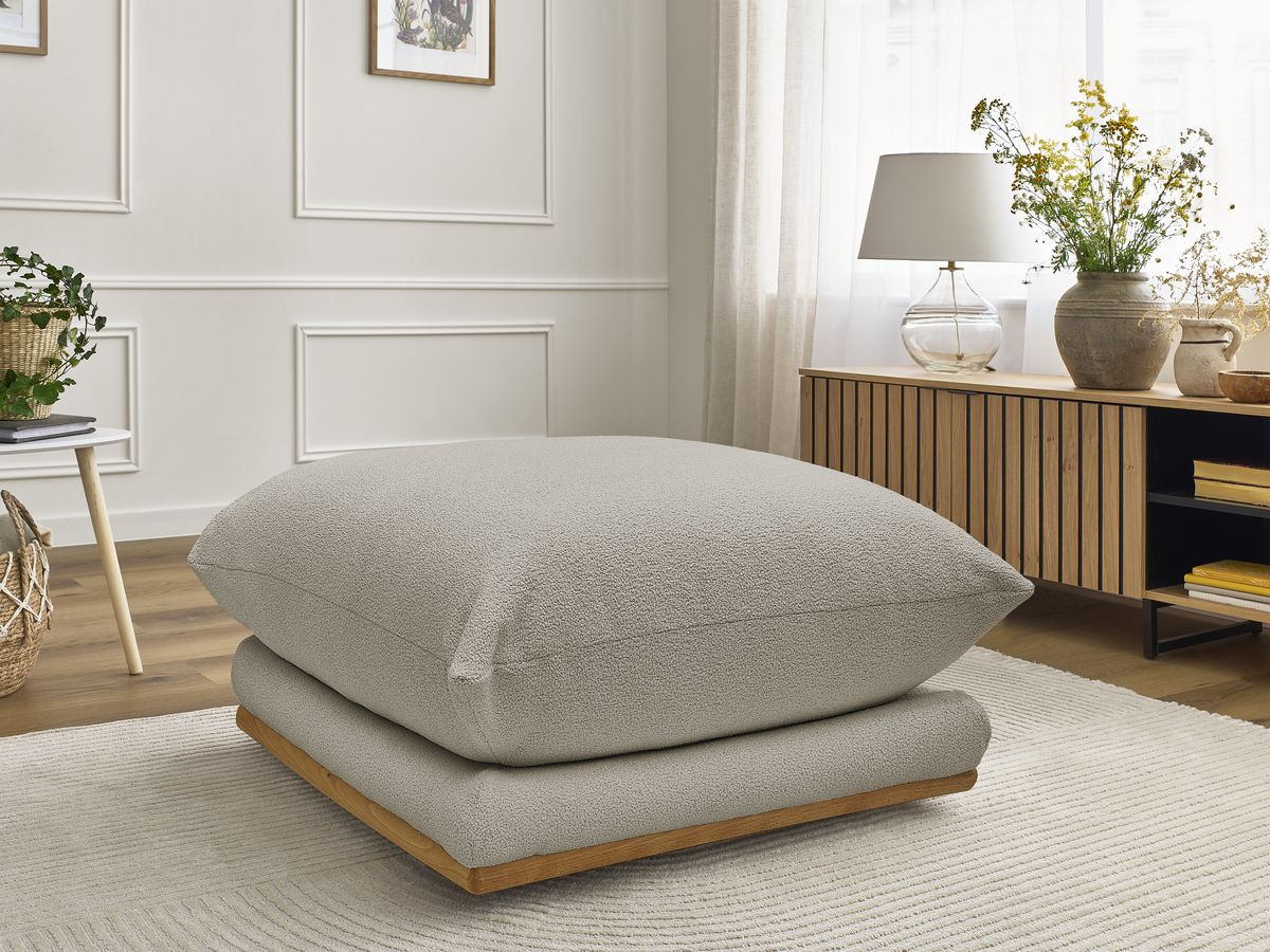 Pouf ERNEST bouclette taupe