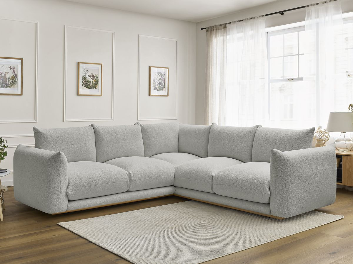 Canapé d'angle ERNEST bouclette gris clair