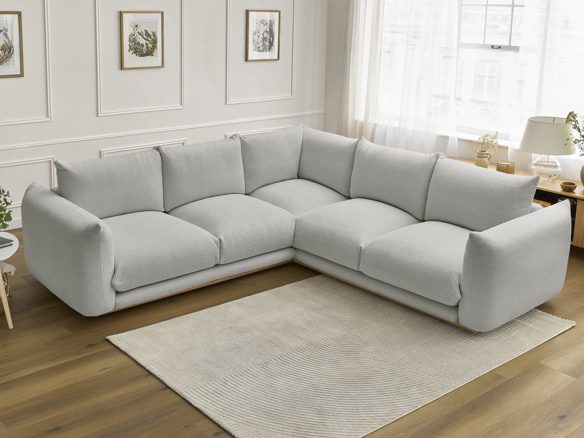 Canapé d'angle ERNEST bouclette gris clair — vue 6