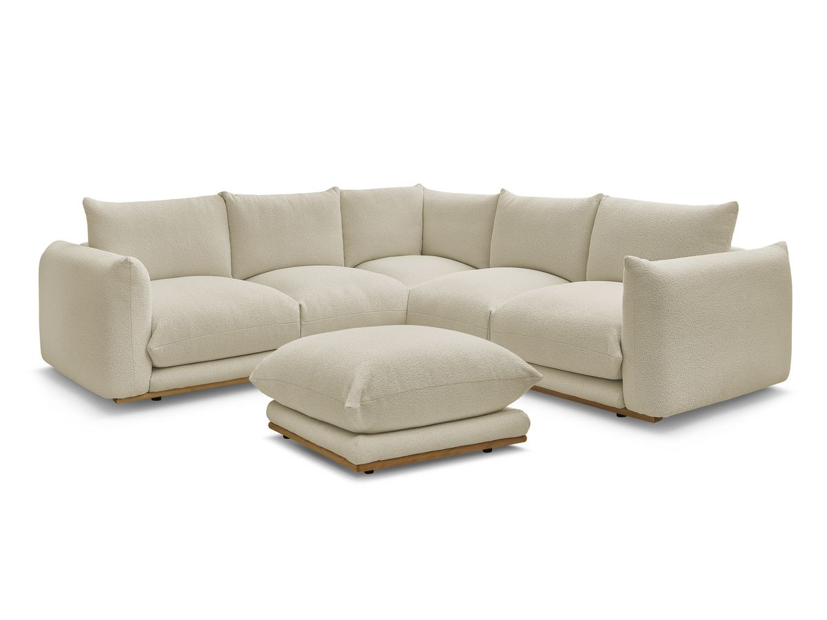ernest vaste hoekbank in badstof met poef gekleurd beige
