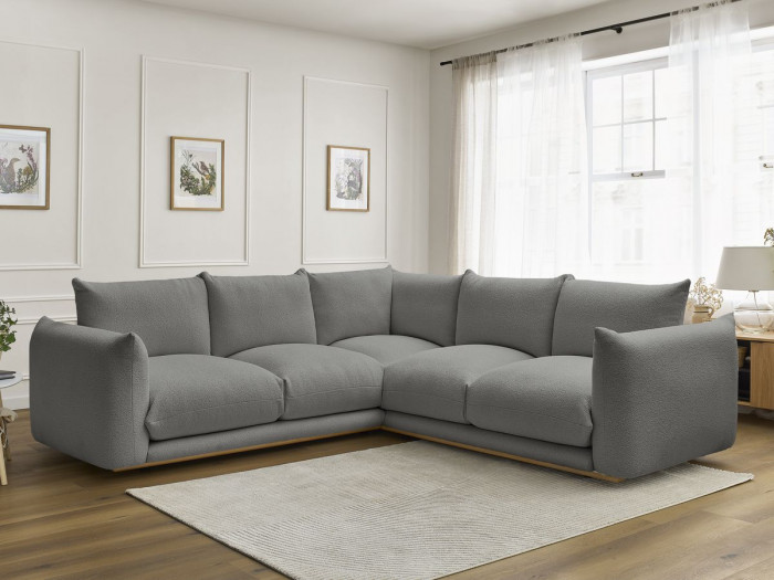 Canapé d'angle fixe ERNEST tissu bouclette