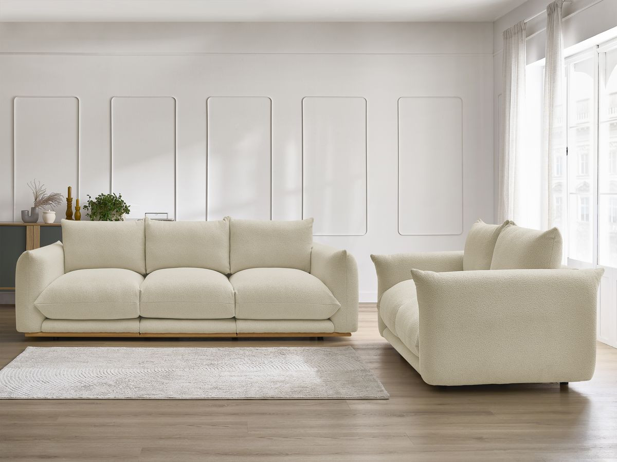 Ensemble canapé droit 3 + 2 places ERNEST bouclette beige — vue 5