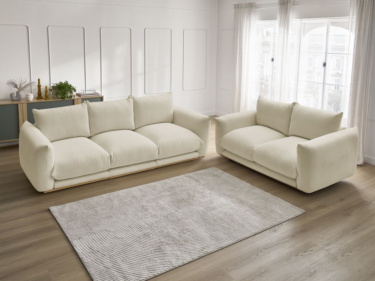 Ensemble canapé droit 3 + 2 places ERNEST bouclette beige — vue 6