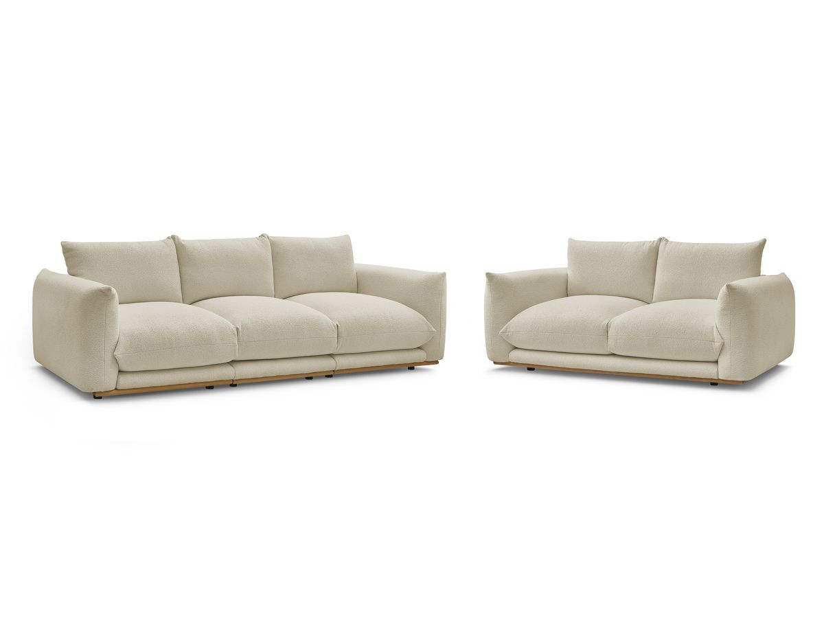 ernest vaste rechte bankset 3 + 2 zitplaatsen in badstof gekleurd beige