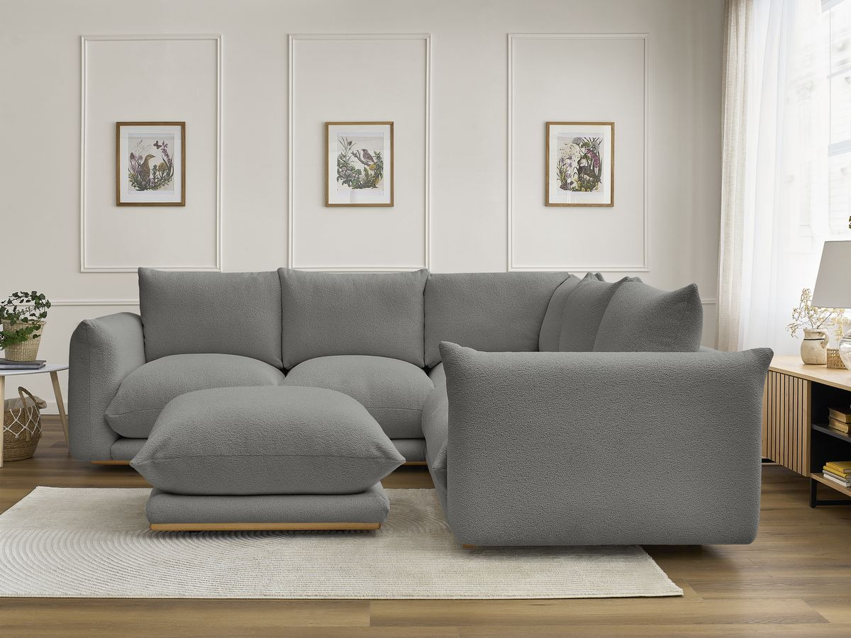 Canapé d'angle ERNEST bouclette avec pouf gris foncé — vue 5