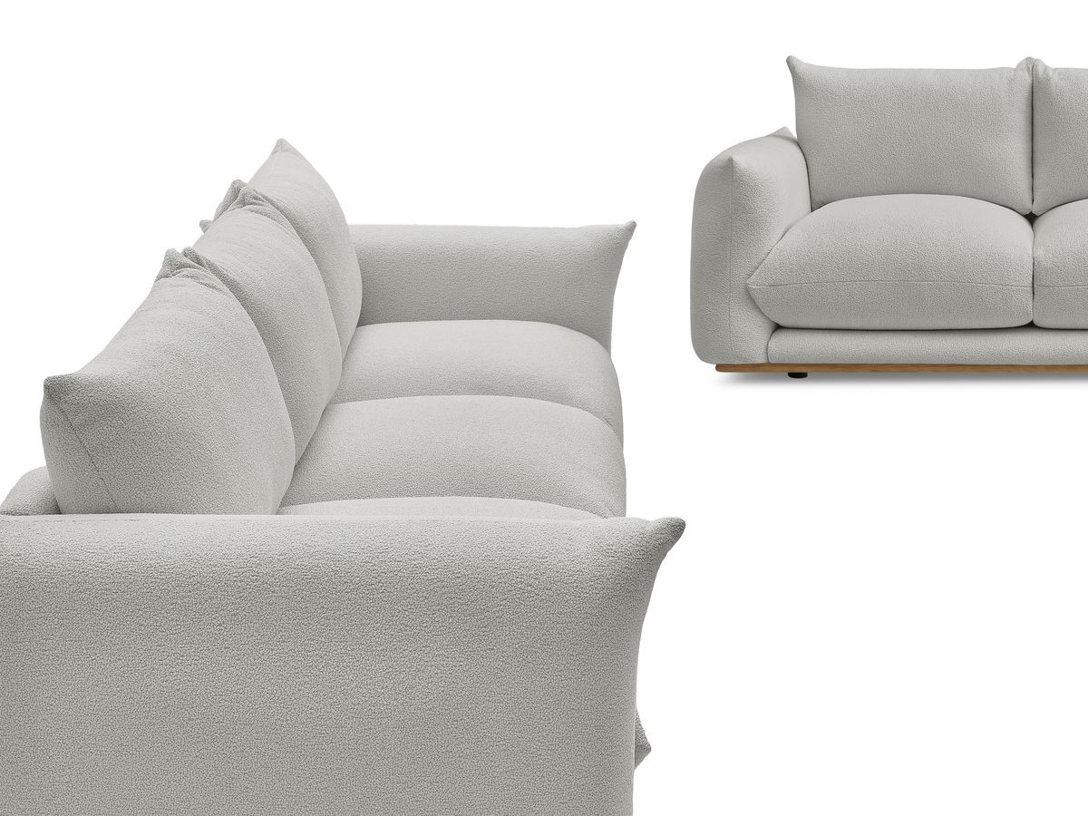 Ensemble canapé droit 3 + 2 places ERNEST bouclette gris clair — vue 6