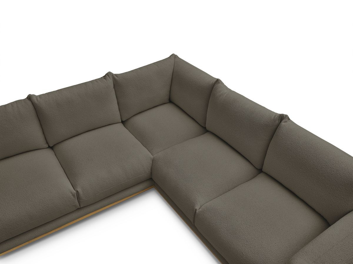 Canapé d'angle ERNEST bouclette avec pouf marron — vue 6