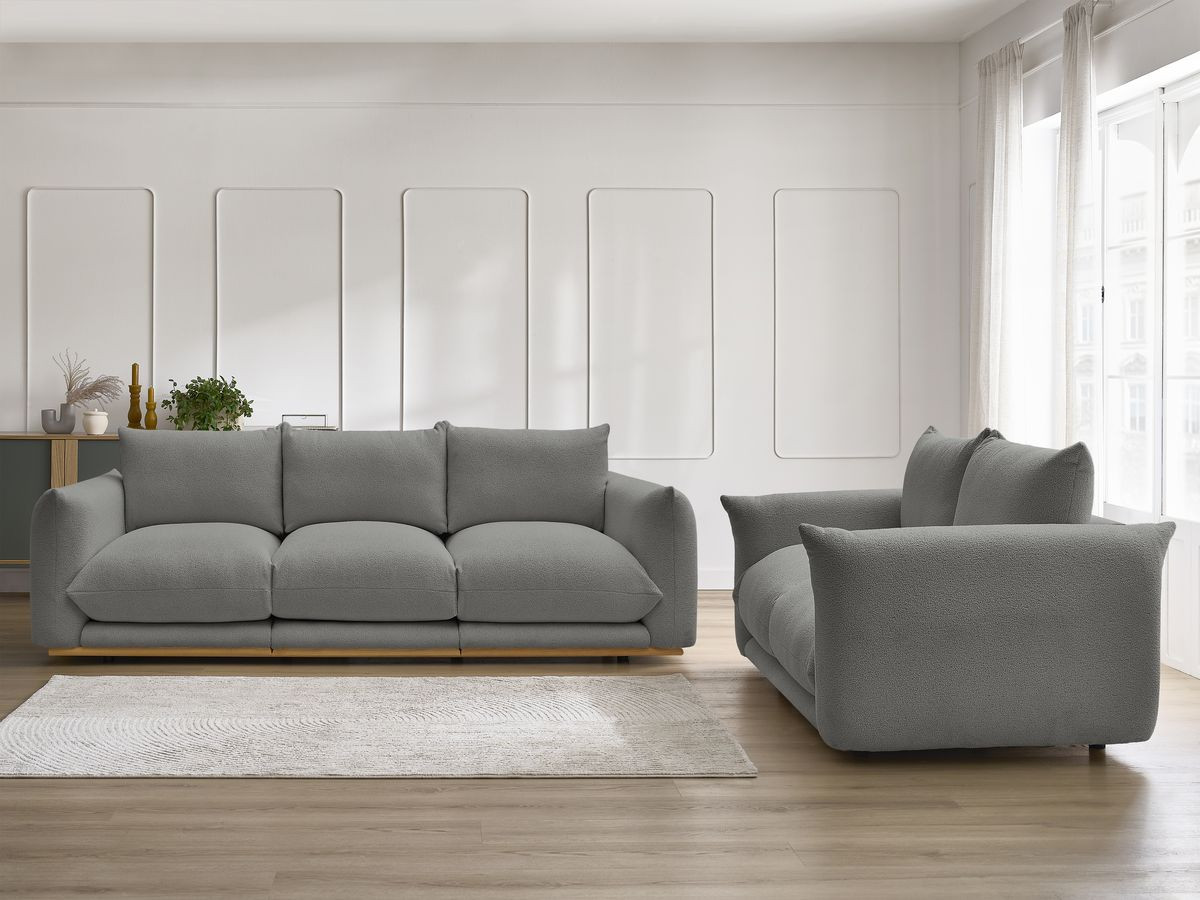 Ensemble canapé droit 3 + 2 places ERNEST bouclette gris foncé — vue 5