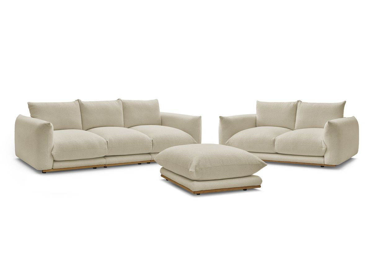 ernest vaste 3 + 2 zits rechte bankset in badstof met voetenbank gekleurd beige