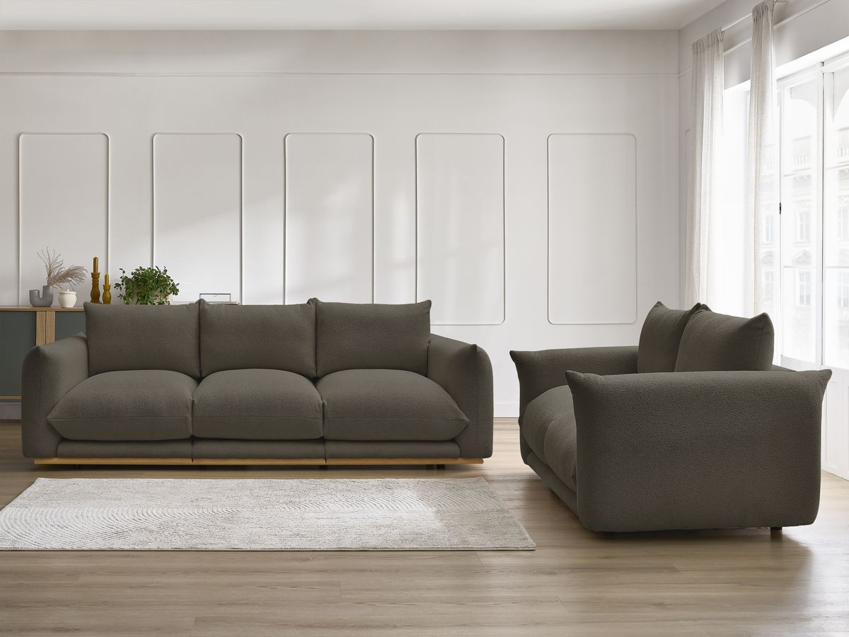 Ensemble canapé droit 3 + 2 places ERNEST bouclette marron — vue 5