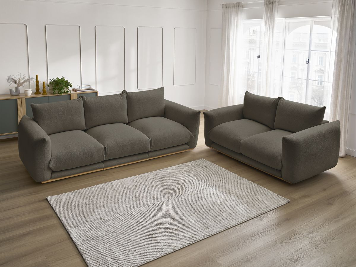 Ensemble canapé droit 3 + 2 places ERNEST bouclette marron — vue 6