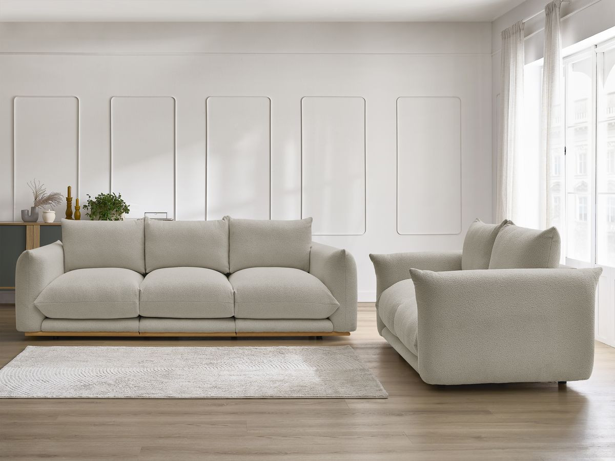 Ensemble canapé droit 3 + 2 places ERNEST bouclette taupe — vue 5