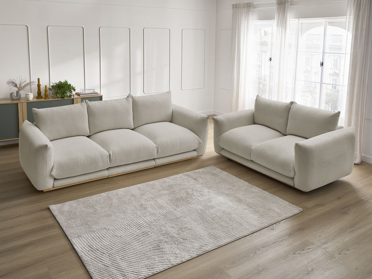 Ensemble canapé droit 3 + 2 places ERNEST bouclette taupe — vue 6