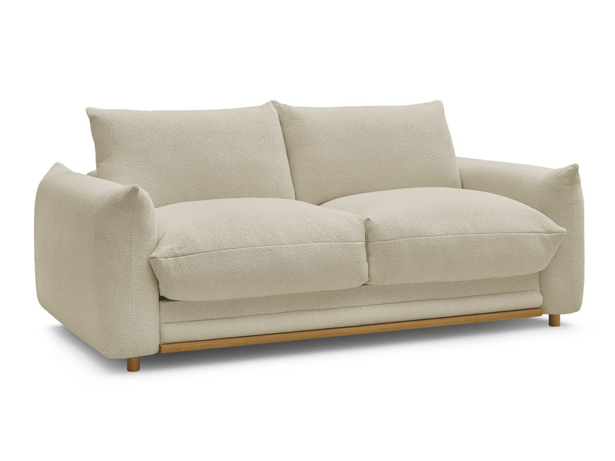 canapé droit convertible 3 places ernest tissu bouclette de couleur beige