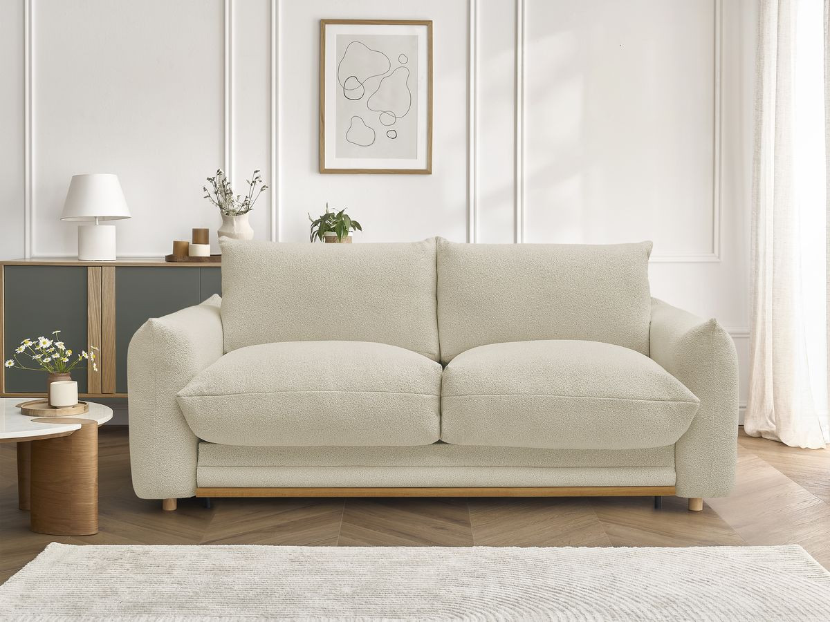 Canapé droit convertible 3 places ERNEST bouclette beige — vue 5