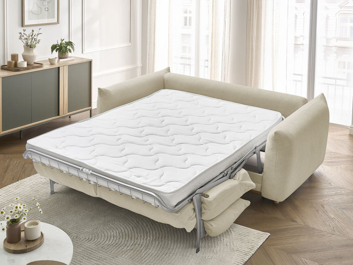 Canapé droit convertible 3 places ERNEST bouclette beige — vue 6