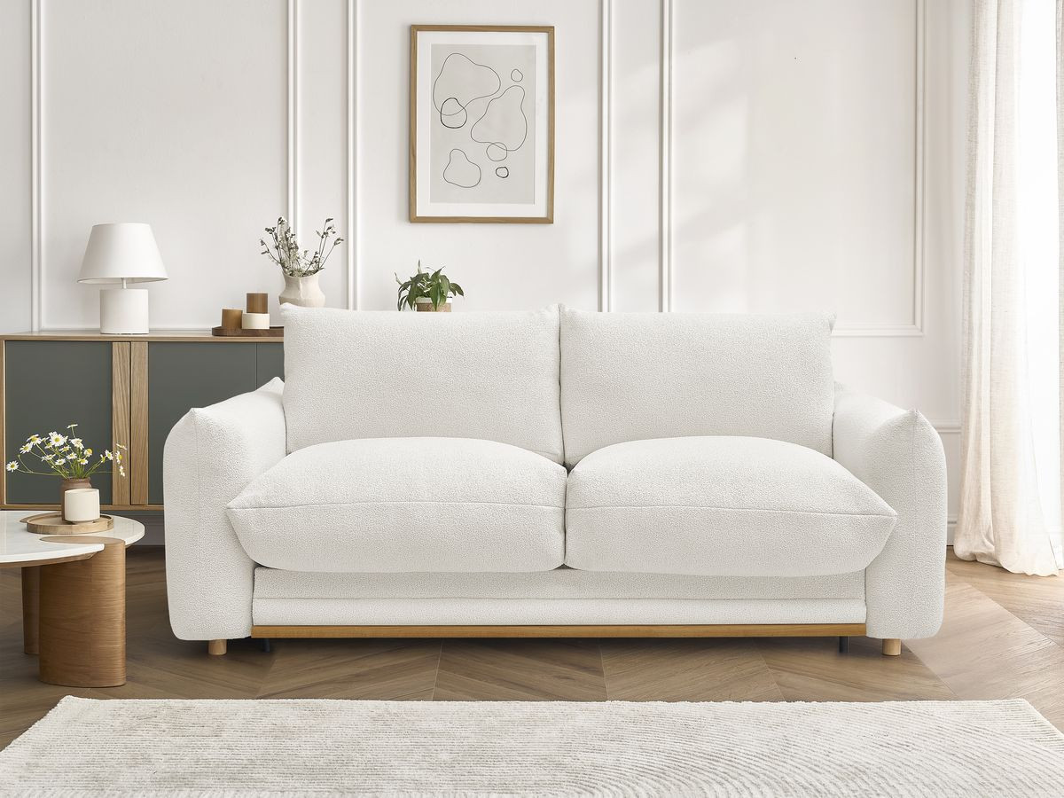 Canapé droit convertible 3 places ERNEST bouclette blanc — vue 4