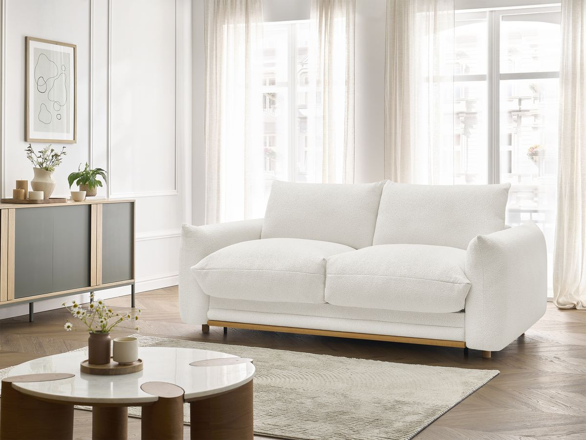 Canapé droit convertible 3 places ERNEST bouclette blanc — vue 5