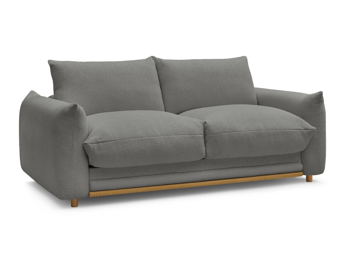canapé droit convertible 3 places ernest tissu bouclette de couleur gris foncé