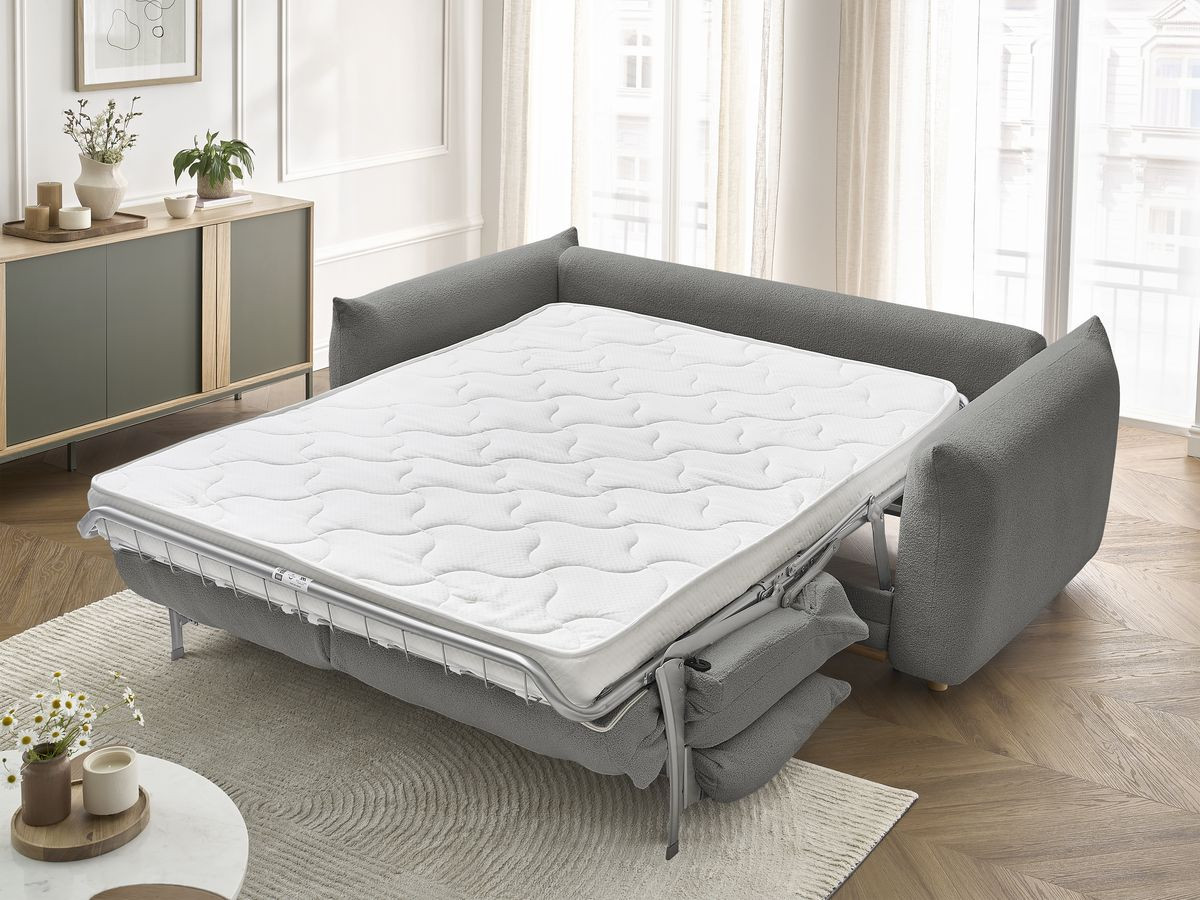 Canapé droit convertible 3 places ERNEST bouclette gris foncé — vue 6