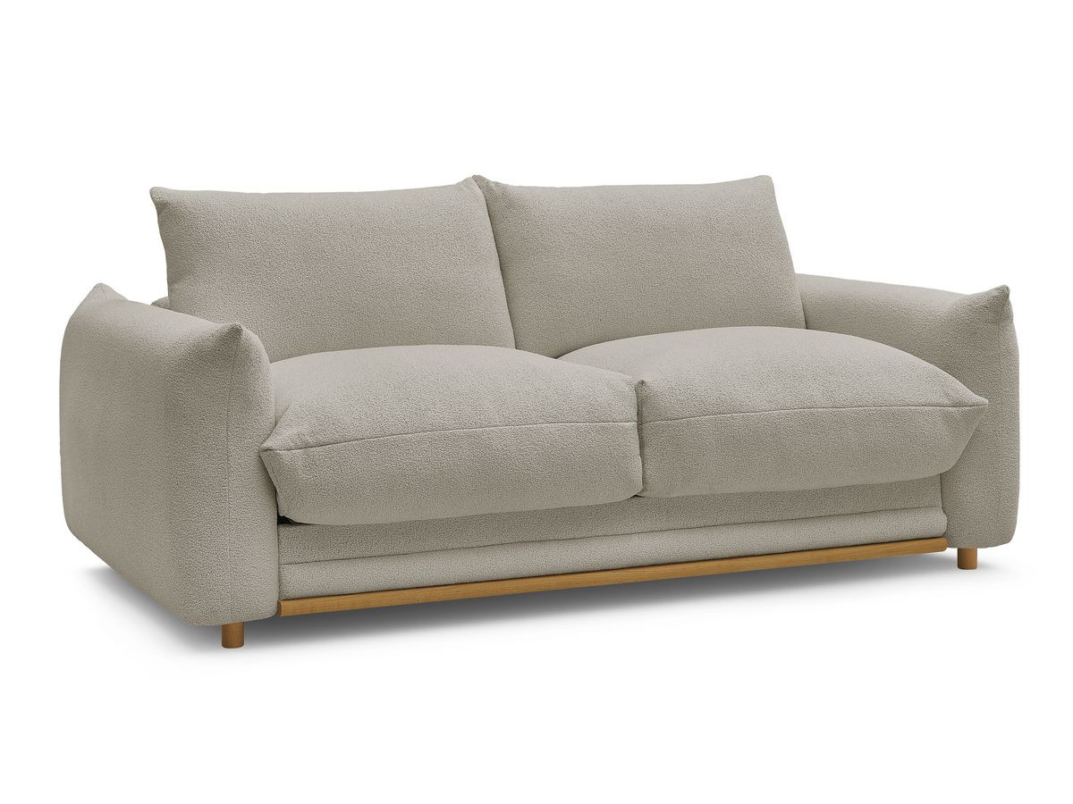 canapé droit convertible 3 places ernest tissu bouclette de couleur taupe