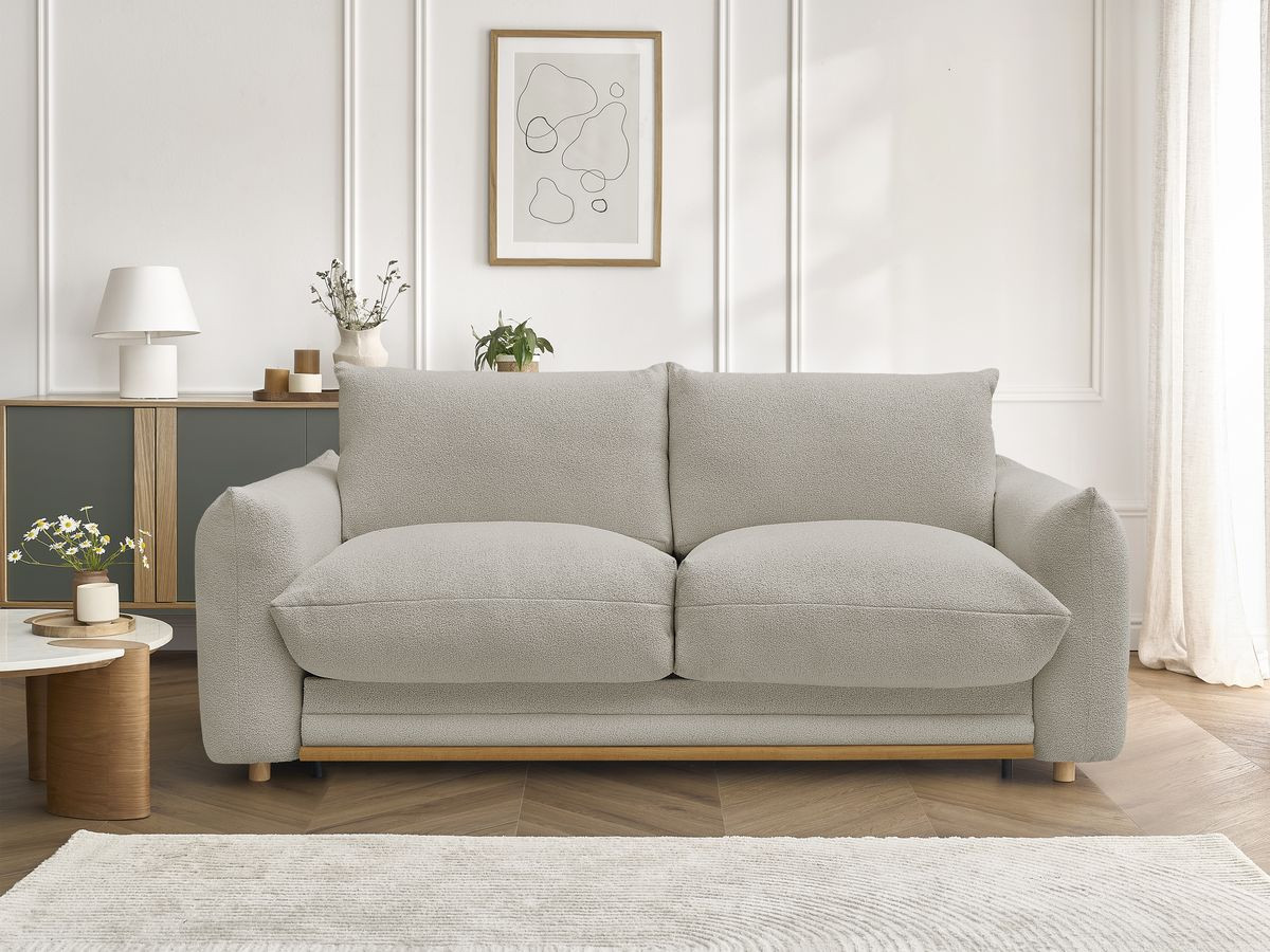 Canapé droit convertible 3 places ERNEST bouclette taupe — vue 5