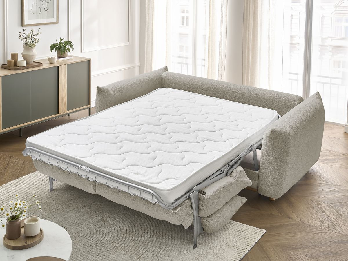 Canapé droit convertible 3 places ERNEST bouclette taupe — vue 6