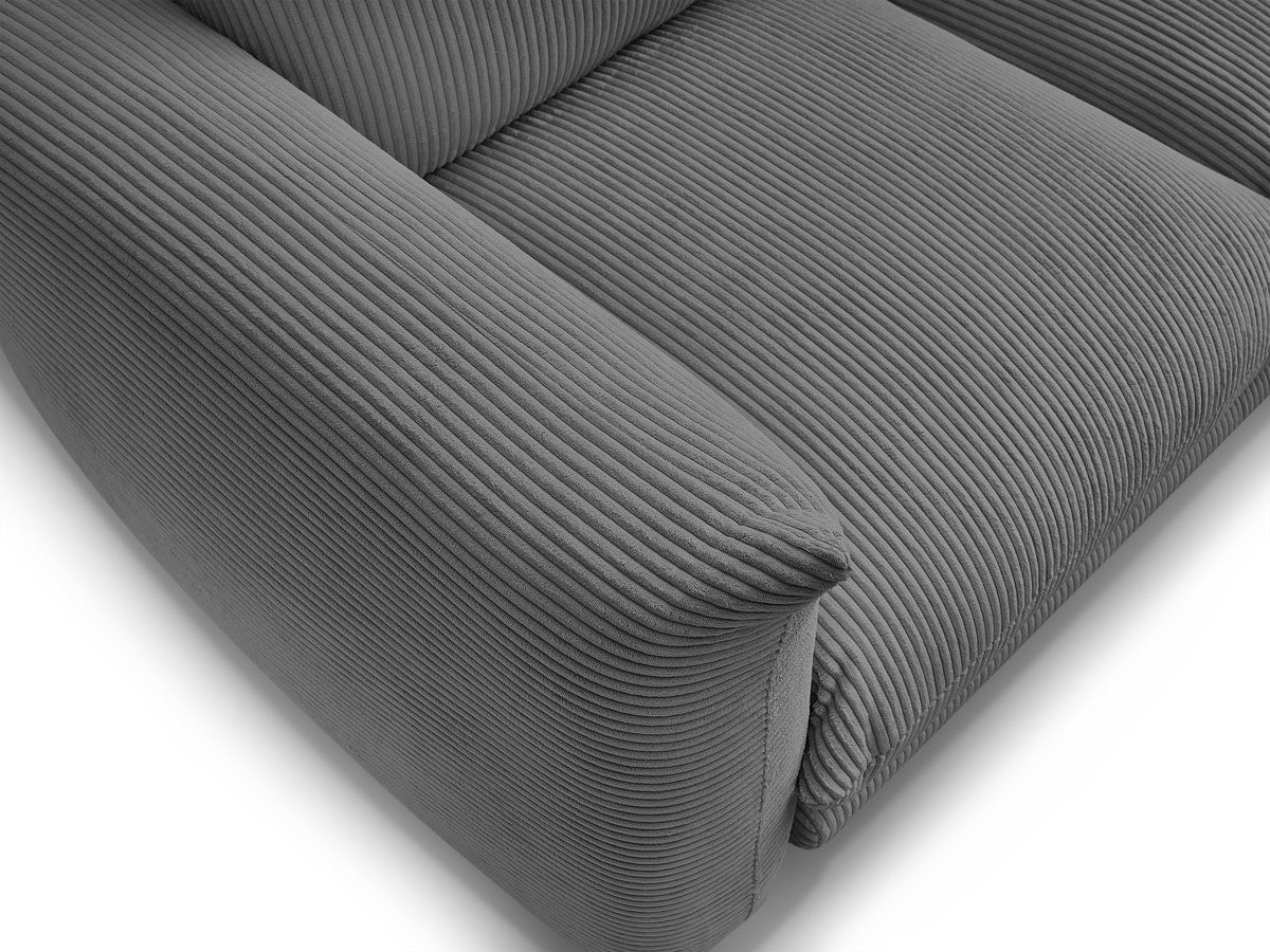 Canapé droit 2 places ERNEST velours côtelé avec pouf gris foncé — vue 5