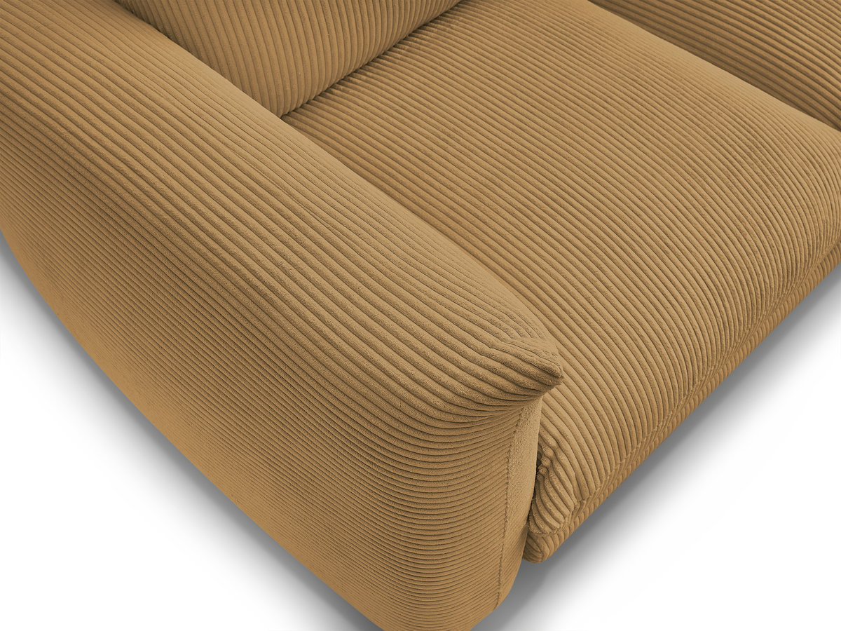 Canapé droit 2 places ERNEST velours côtelé avec pouf jaune — vue 6