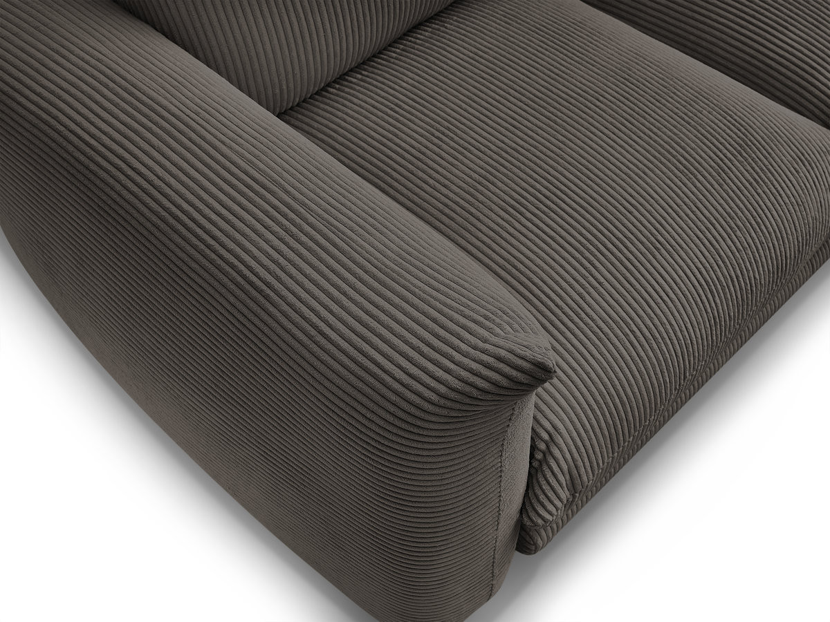 Canapé droit 2 places ERNEST velours côtelé avec pouf taupe — vue 6