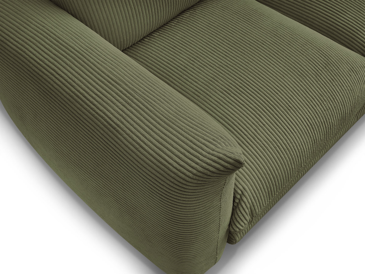 Canapé droit 2 places ERNEST velours côtelé avec pouf vert clair — vue 6