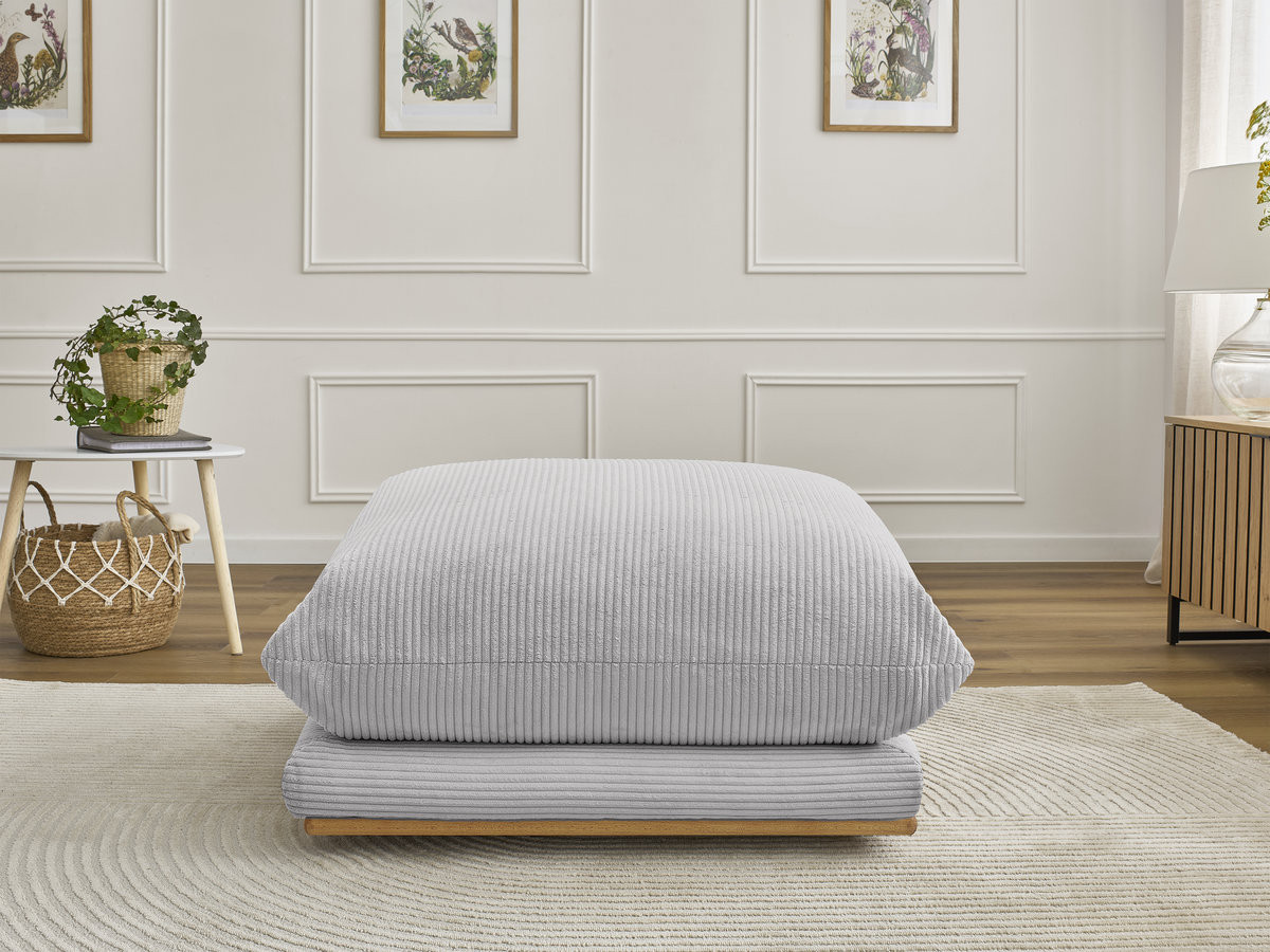 Pouf ERNEST velours côtelé gris clair — vue 4
